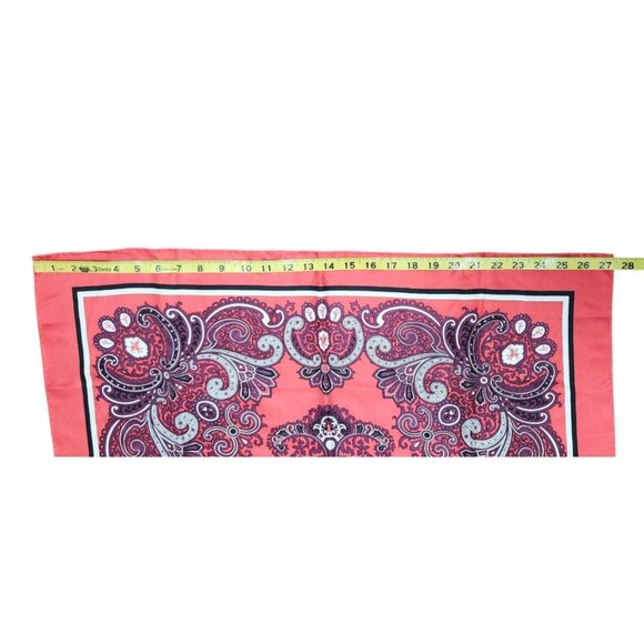 Silk Scarf 27x27 | Red Paisley Print | Square Neck or Hair Accessory - Picture 4 of 7